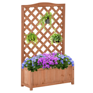 Jardinera con Enrejado de Madera Maciza Arriate Macetero con Soporte para Trepadora Cultivos Plantas Flores para Terraza Jardín Exterior 70x28x117 cm Marrón