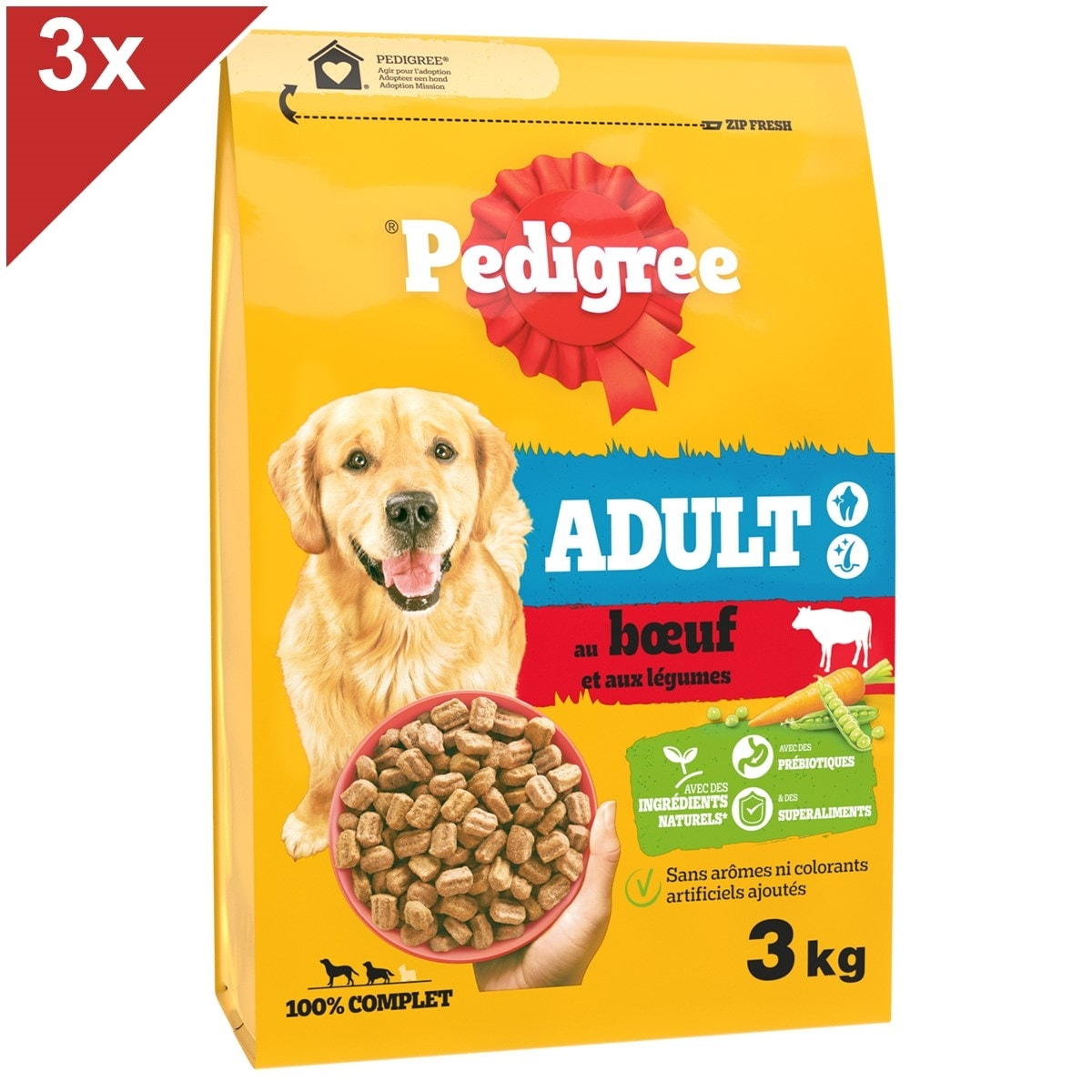 PEDIGREE Croquettes au Boeuf et aux Legumes pour chien adulte >10kg 3x3kg