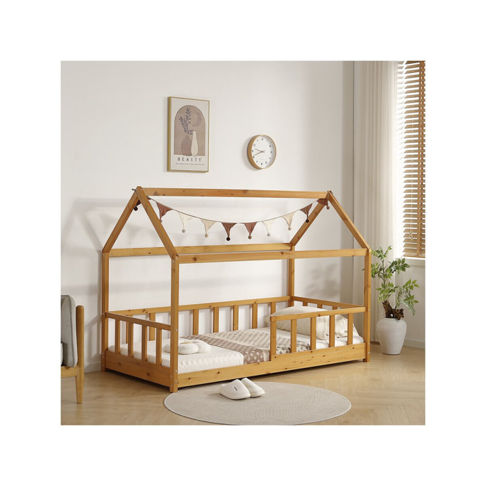 Lit cabane en bois pour enfant "Mila" - 90 x 190 cm - Marron