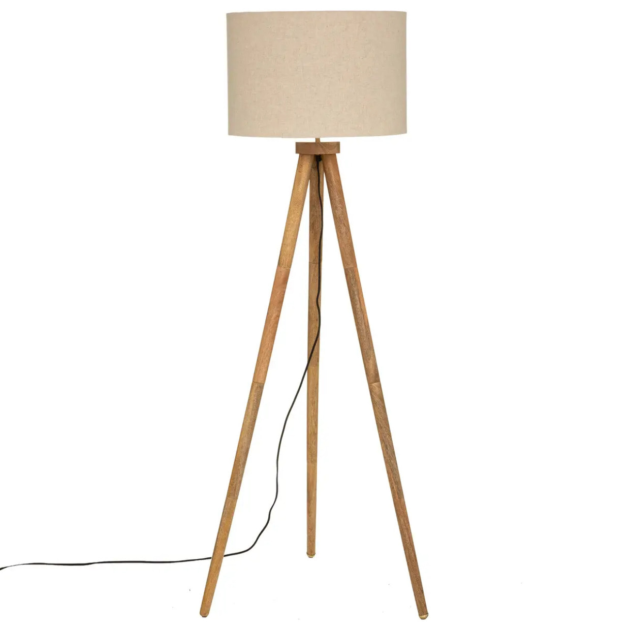 Lampadaire trépied "Olga" - noir - bois H150