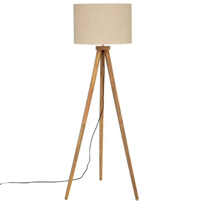 Lampadaire trépied "Olga" - noir - bois H150