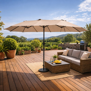 Parasol rectangulaire double 2,7x4,6m taupe CABIATE