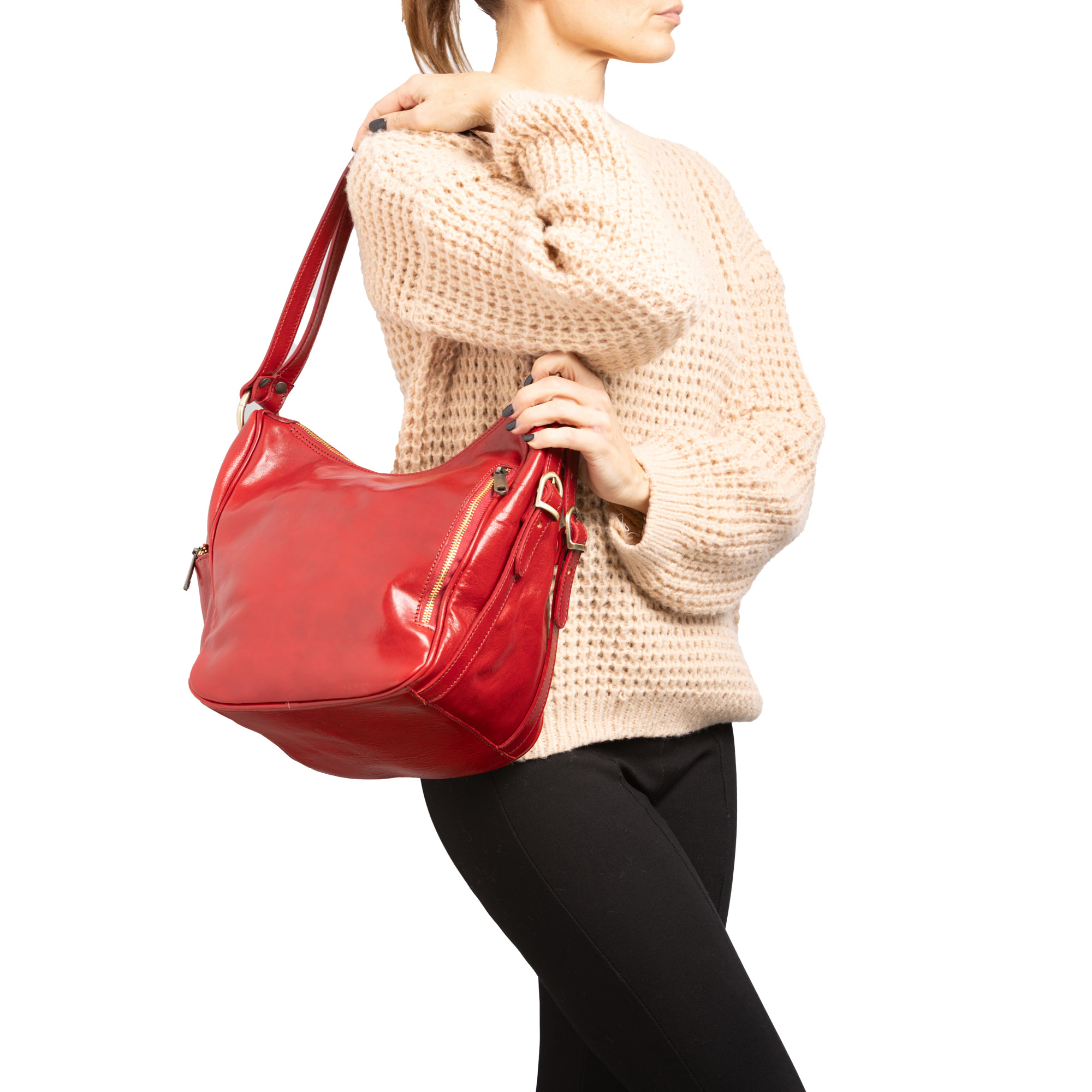 Borsa a spalla  da donna In Vera pelle Made in Italy 31x28x20 cm