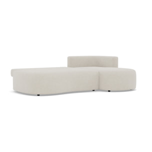 Mahina - canapé d'angle droit 4 places convertible avec coffre en tissu texturé - Beige