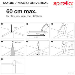 Support de plafond pour barre de douche modèle MAGIC UNIVERSAL Blanc Spirella