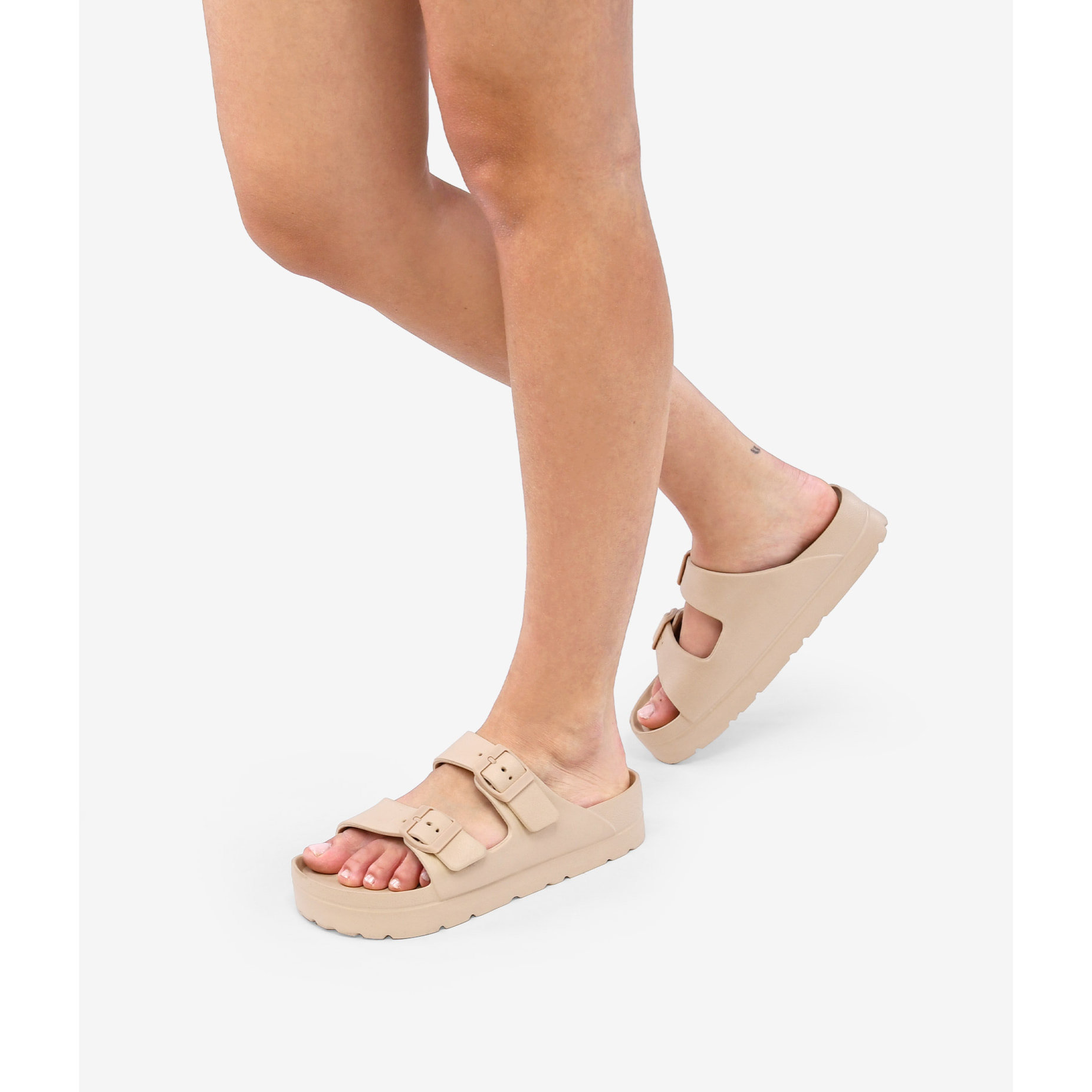 Sandalias de goma con plataforma beige