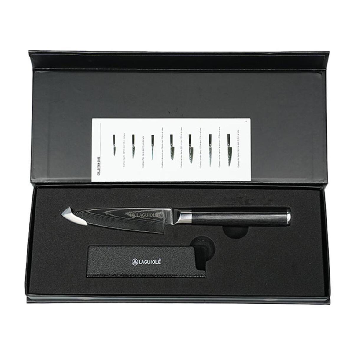 Couteau à légumes noir damas 21cm avec étui - "Core"