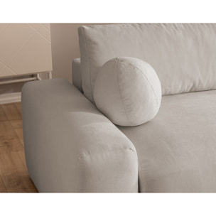 Constance - Canapé d'angle réversible 4 places convertible avec coffre en tissu - Beige