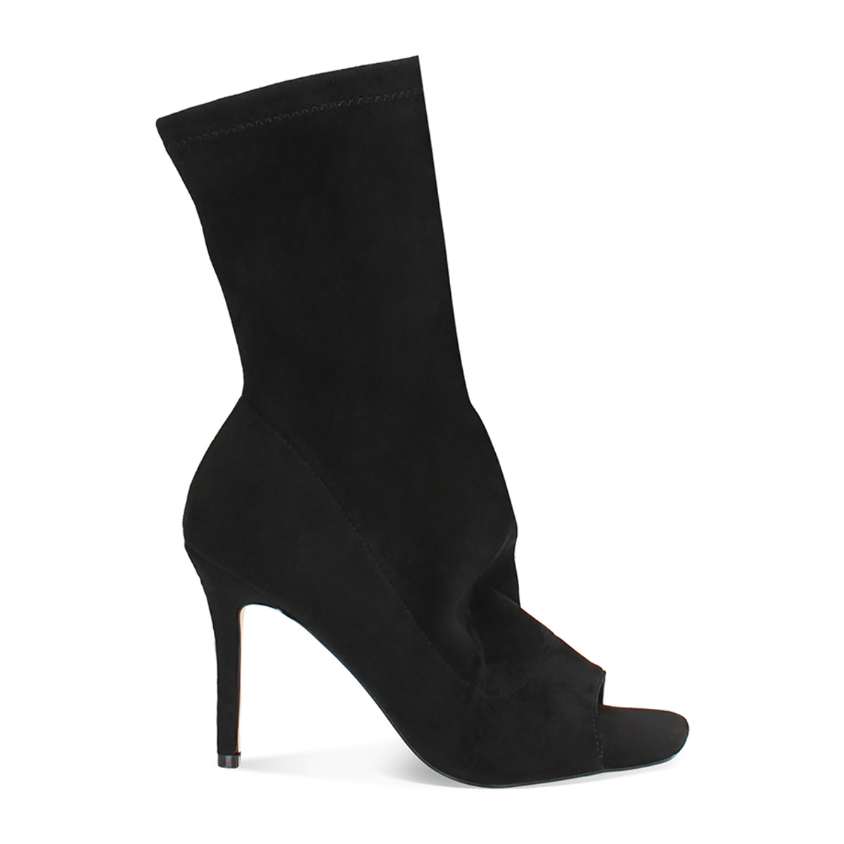 Tronchetti donna neri in microfibra, tacco 9,5 cm
