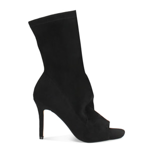 Tronchetti donna neri in microfibra, tacco 9,5 cm