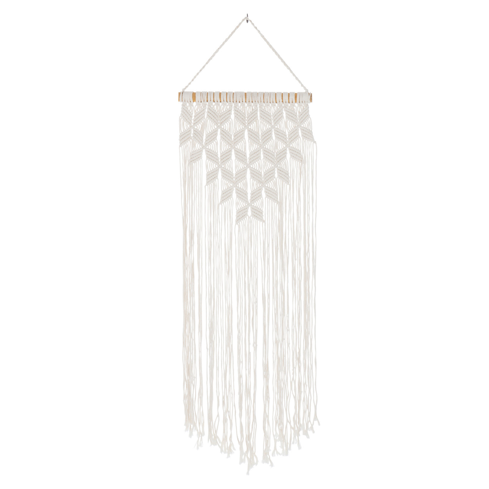 J-Line Decoration Murale Macrame Long Coton Blanc