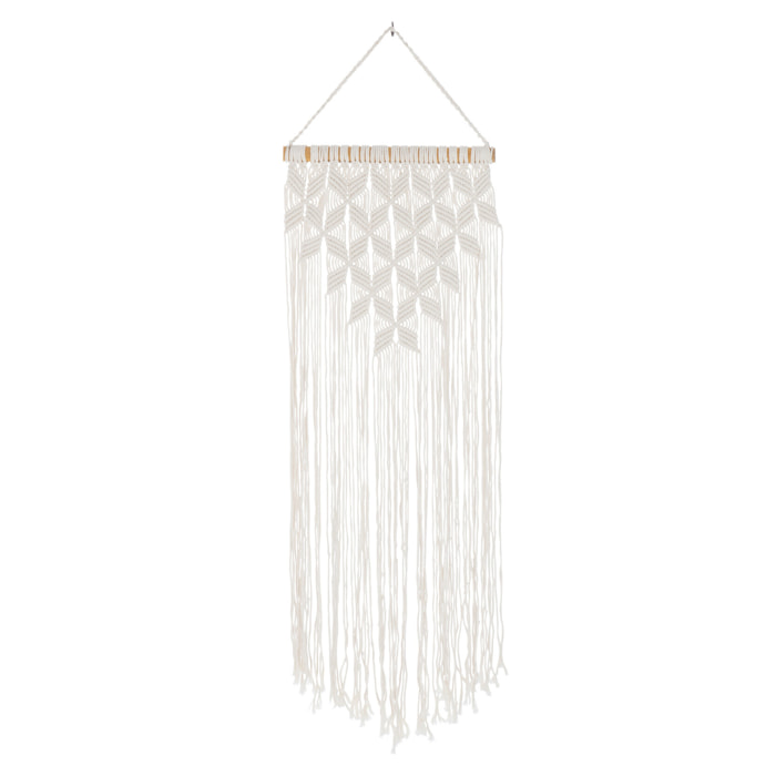 J-Line Decoration Murale Macrame Long Coton Blanc