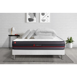 Pack prêt à dormir matelas REGEN à mémoire de forme + sommier kit blanc + Couette + 2 oreillers