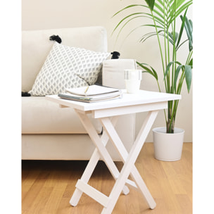 Table basse pliante en bois massif blanc 48,5x53cm Hauteur: 53 Longueur: 48.5 Largeur: 35