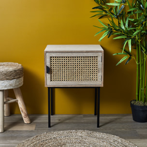 Chevet Cannage 1 Porte Bois