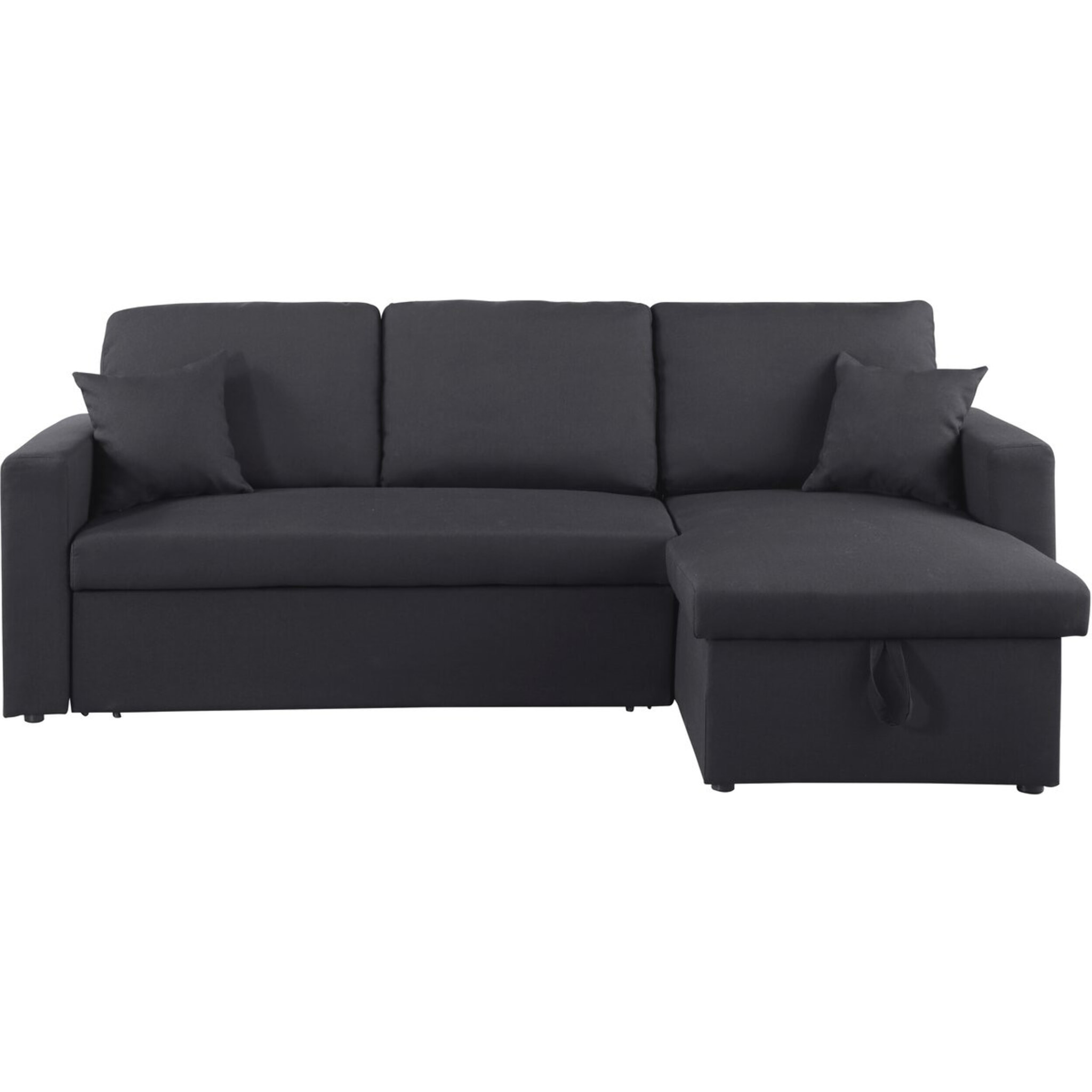 Canapé d'angle convertible/ réversible "Alain" - 221 x 145 x 85 cm - 3 places - Noir