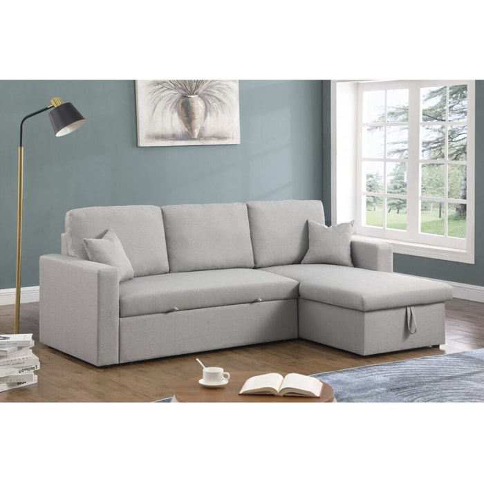 Canapé d'angle convertible/ réversible avec coffre "Alain" - 3 places - Gris clair