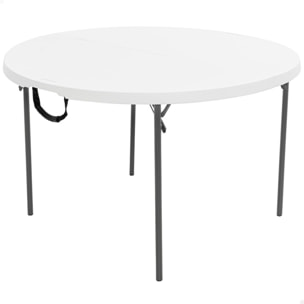 Mesa redonda (diámetro 120cm x74 cm), y set de 2 sillas plegables 51x45x85,5cm, ideal para exteriores