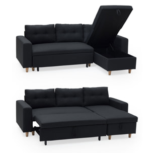 Canapé d'angle convertible WADE 3 places gris anthracite