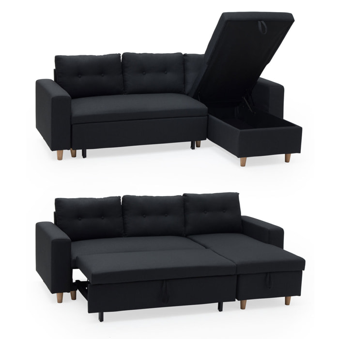 Canapé d'angle convertible WADE 3 places gris anthracite