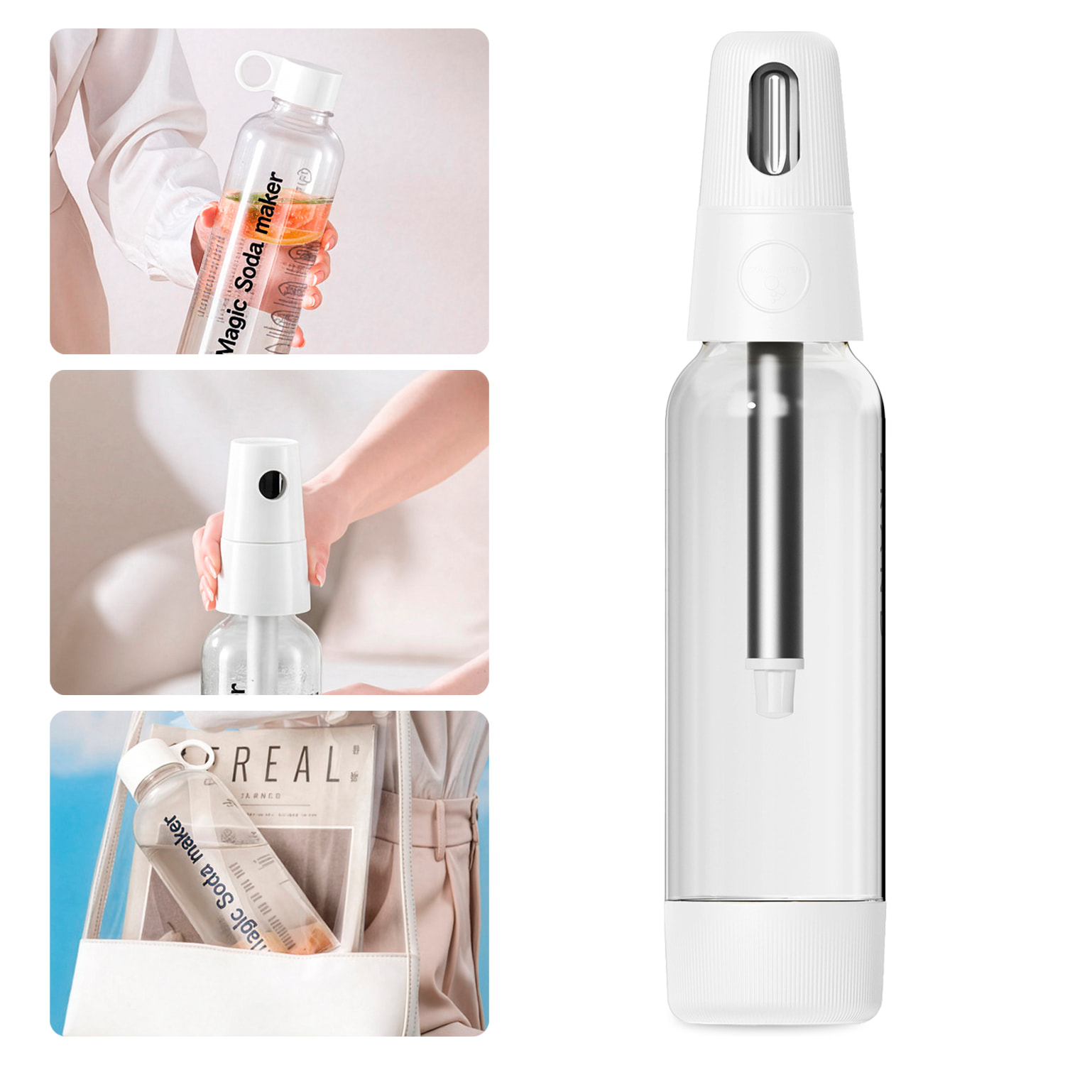 Máquina portátil KT-128A para preparar agua con gas y bebidas carbonatadas en casa. 1L de capacidad.