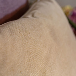 Coussin en coton lavé beige carré 45cm