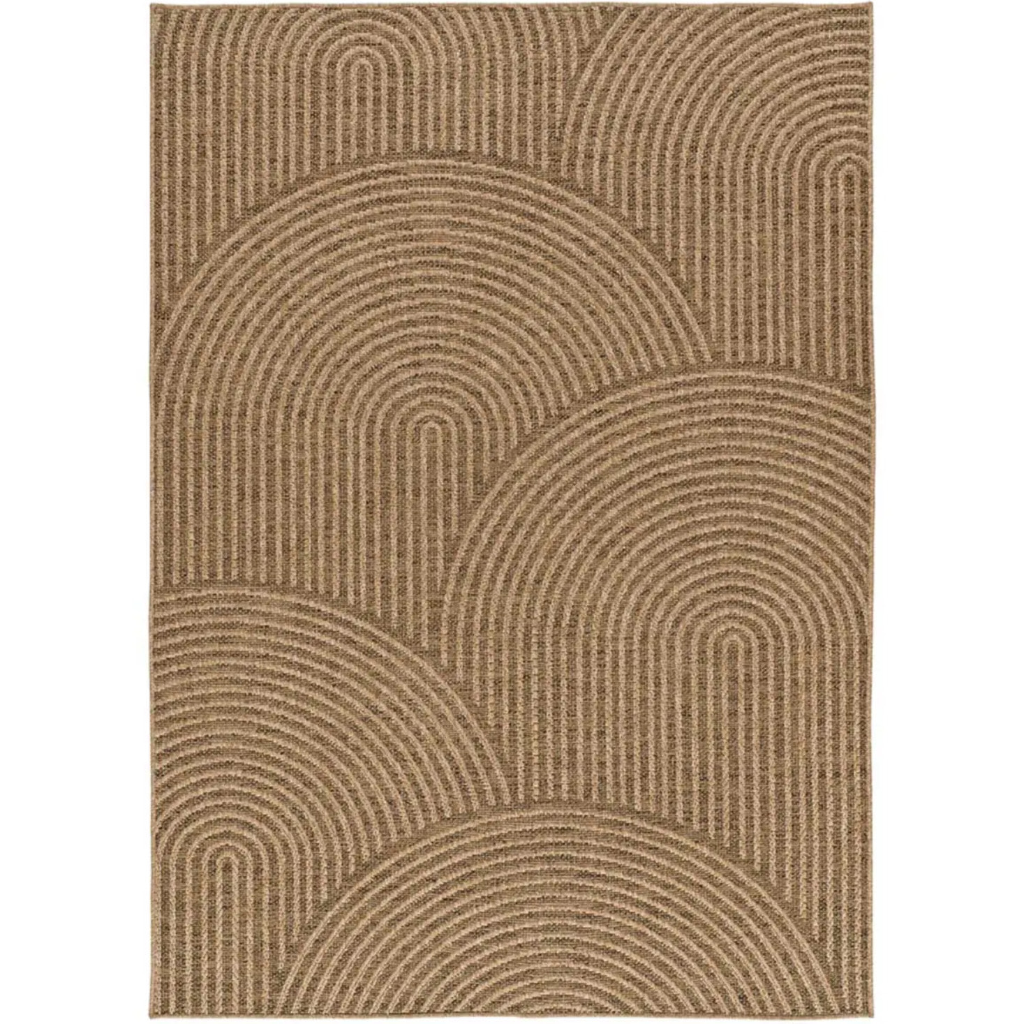 ACRA Alfombra de exterior geométrica efecto yute color natural, varias medidas disponibles.