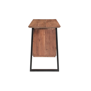 Bureau avec rangements 3 tiroirs industriel bois massif et métal noir L130 cm HORACE