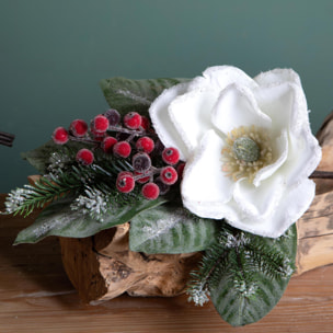 Magnolia mazzo con bacche e pigna - Pezzi 1 - BIANCO - Bianchi Dino SpA