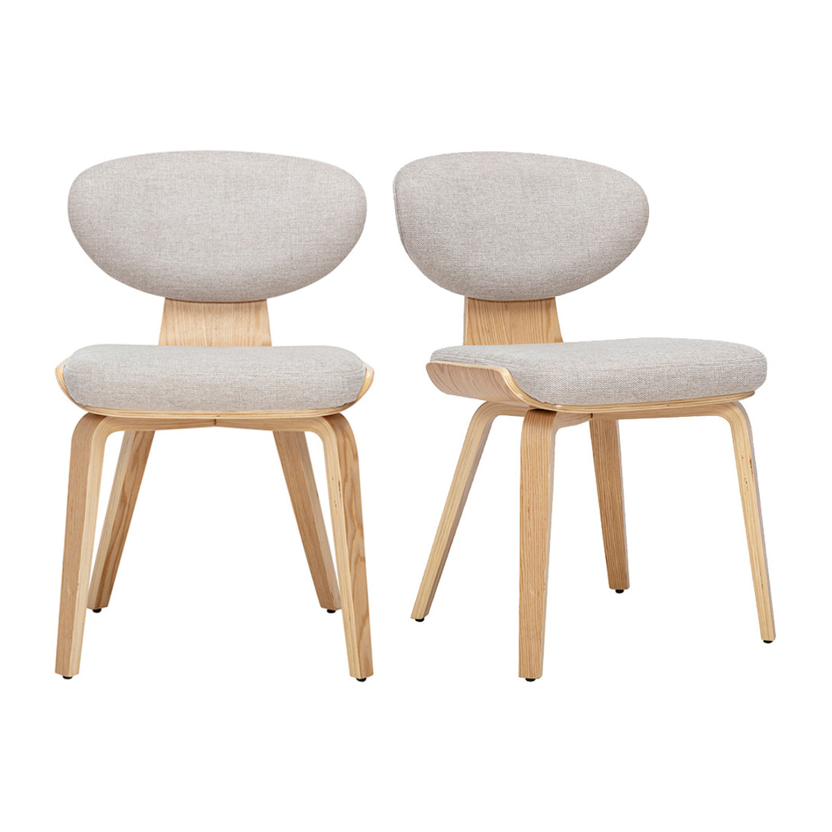 Chaises en tissu effet velours texturé beige et bois clair (lot de 2) YELLE