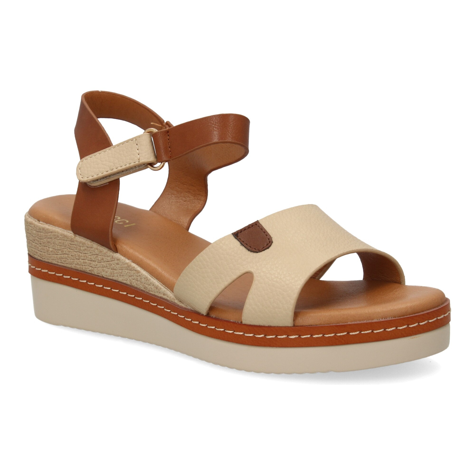 Sandalia cuña mujer elegante verano, cierre autoaderente.