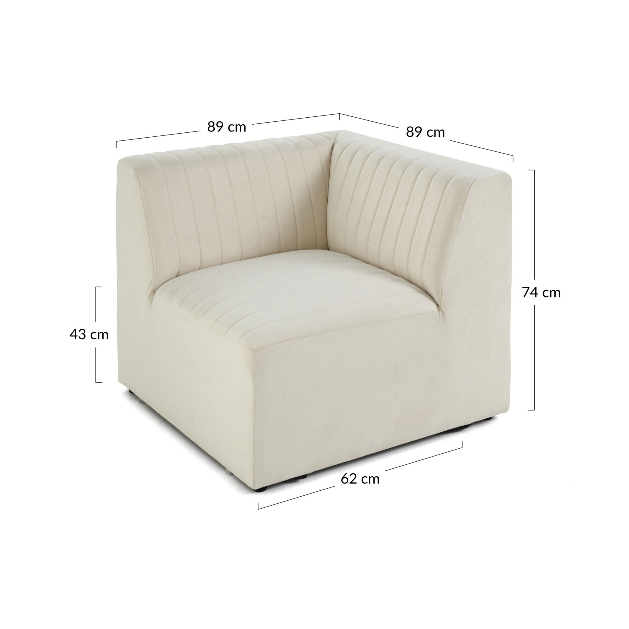 Nova - module d'assise d'angle réversible - en velours - Beige