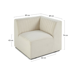 Nova - module d'assise d'angle réversible - en velours - Beige
