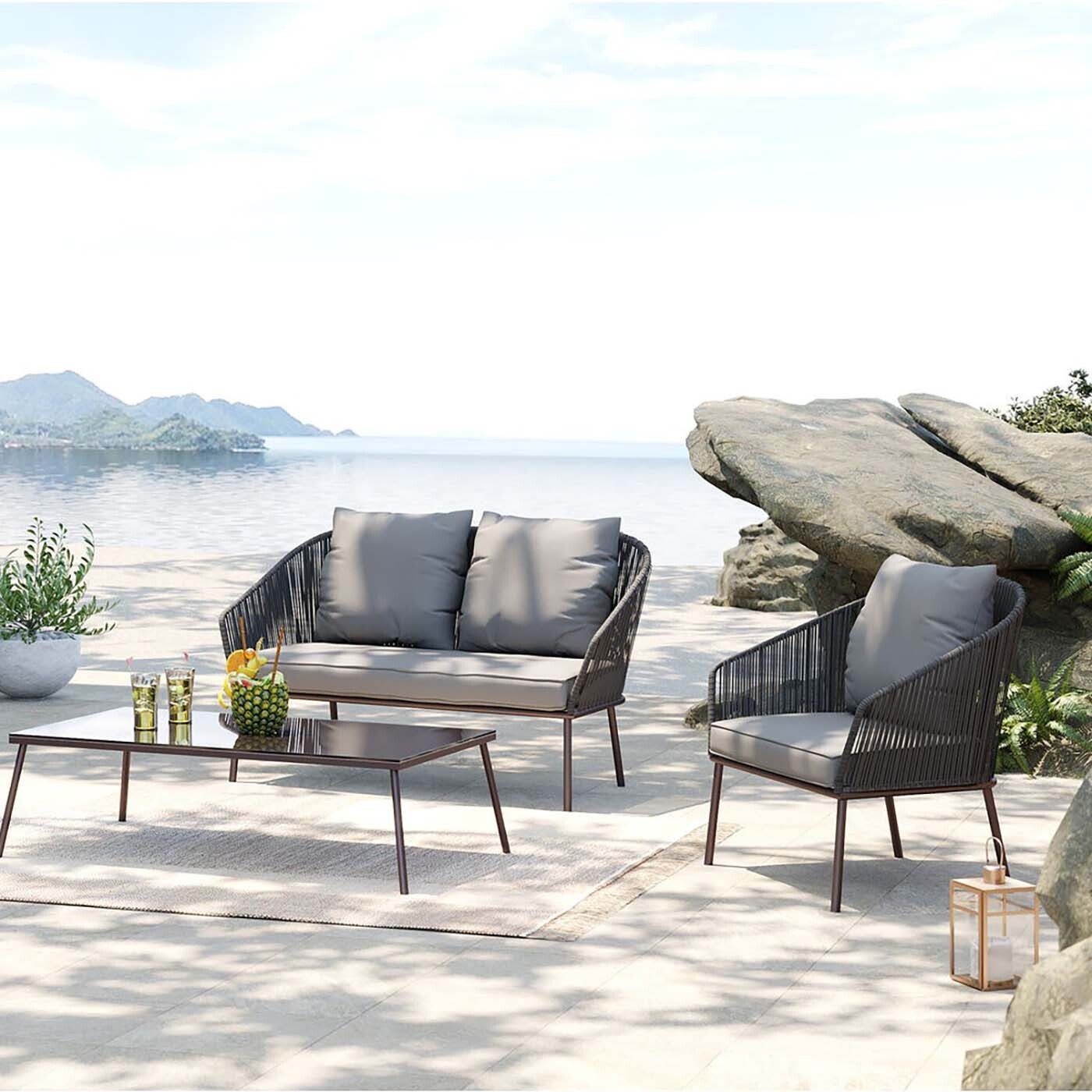 Salon de jardin Elba 4 places gris Kare Design
