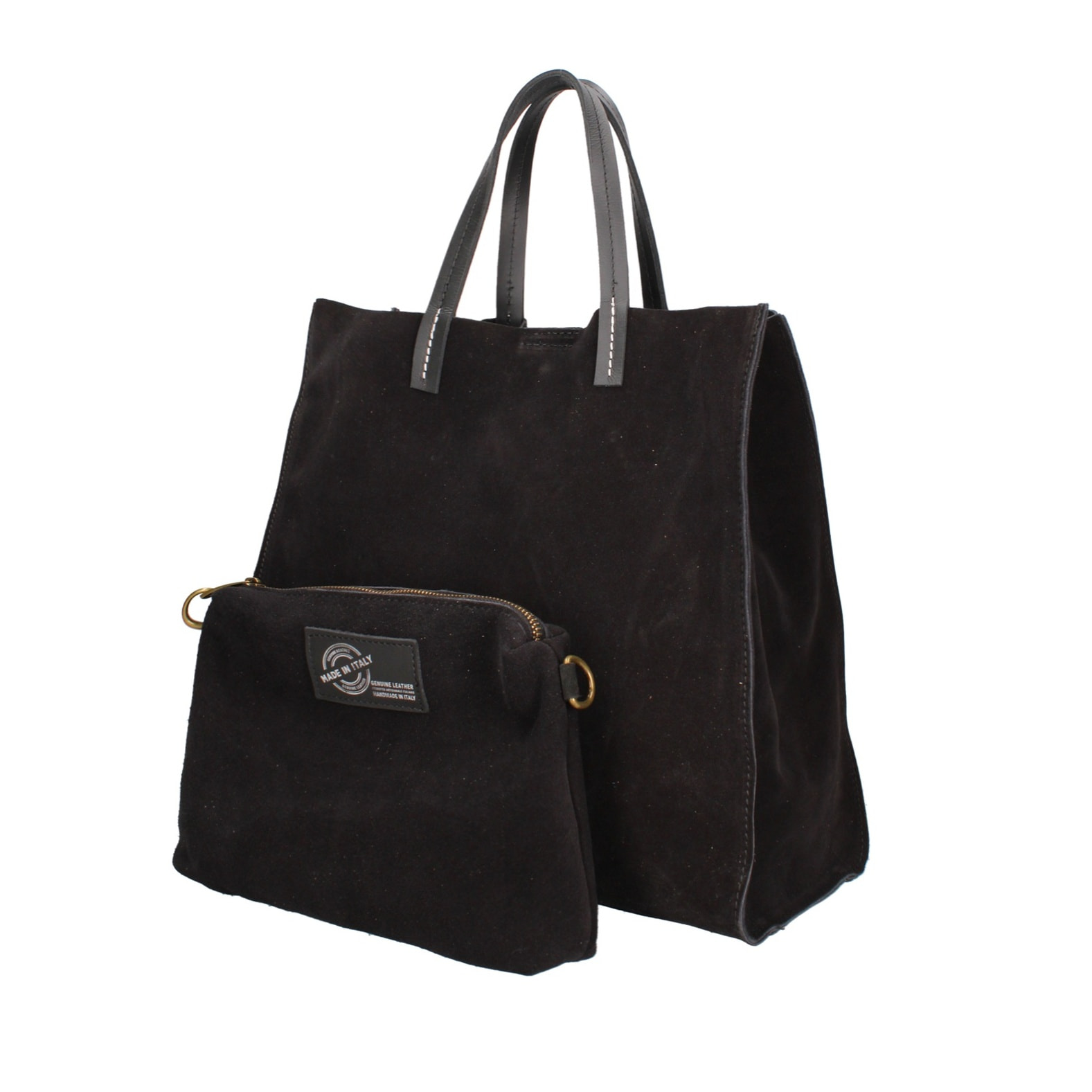 Borsa a mano da donna Made in Italy - Modello Novara Lux - Pelle Scamosciata - 34.5 x 32.0 x 17.0 cm