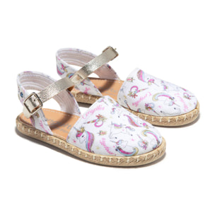 Conguitos - Sandali estivi in juta con zeppa per bambina comodi