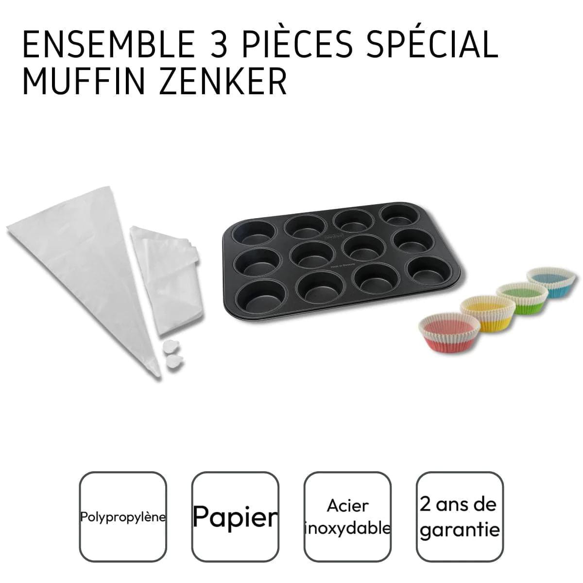 Ensemble 3 pièces spécial muffins Zenker