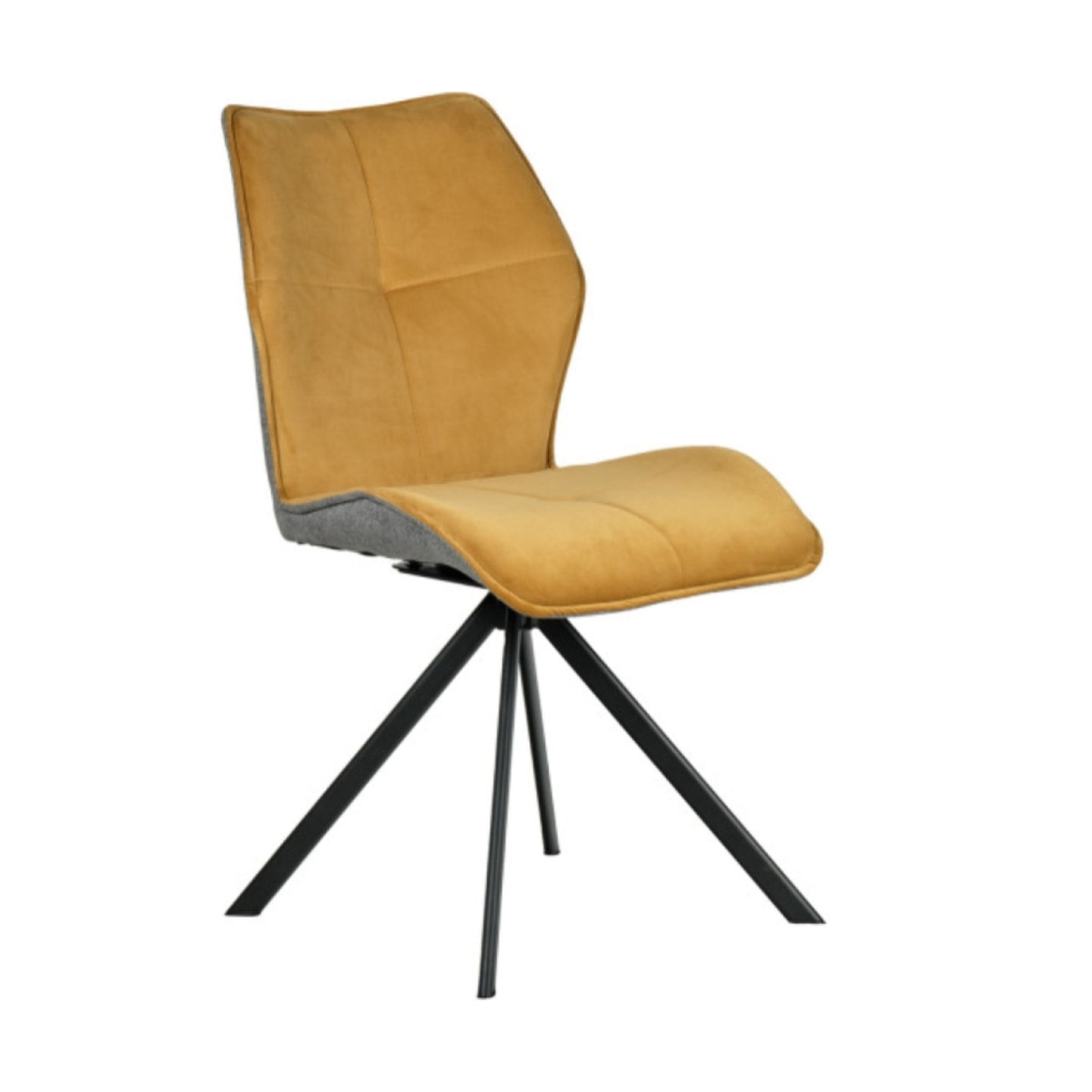 Chaise rotative 360° bicolore en velours et tissu & pieds en métal - 3 coloris - FLORENCE