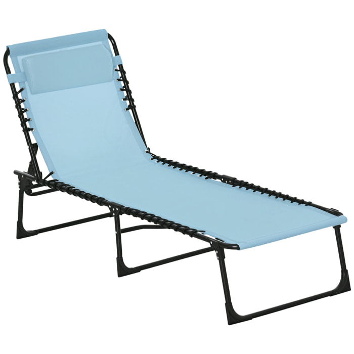 Tumbona Plegable, Tumbona Jardín Exterior Reclinable 4 Posiciones con Reposacabezas y Marco de Acero, Carga 120 kg, para Terraza, Piscina, Playa, 189x58x30 cm, Verde Azulado