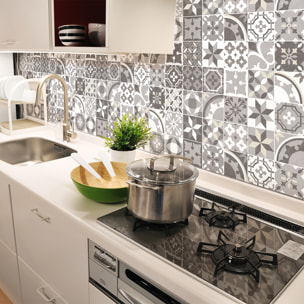 Stickers muraux - Sticker Mural Carrelage adhésif Cuisine Salle de Bain - 30 STICKERS CARREAUX DE CIMENT AUTHENTIQUES GIANNI