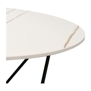 Set de 2 tables basses rondes noir et blanc céramique marbré - BRUNA