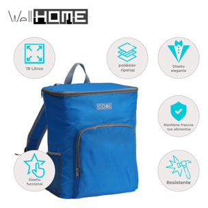 Well Home Bolsa Nevera Mochila de 19L en Poliéster Ripstop - Ideal para Mantener Tus Alimentos Frescos en Cualquier Lugar