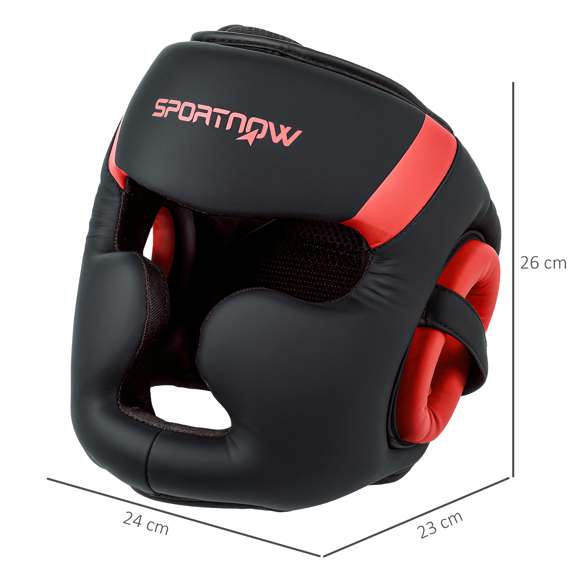 Casco de Boxeo Helmet MMA con Correa Ajustable Protector de Cabeza para Grappling Sparring Artes Marciales Kickboxing Karate Talla L Rojo y Negro