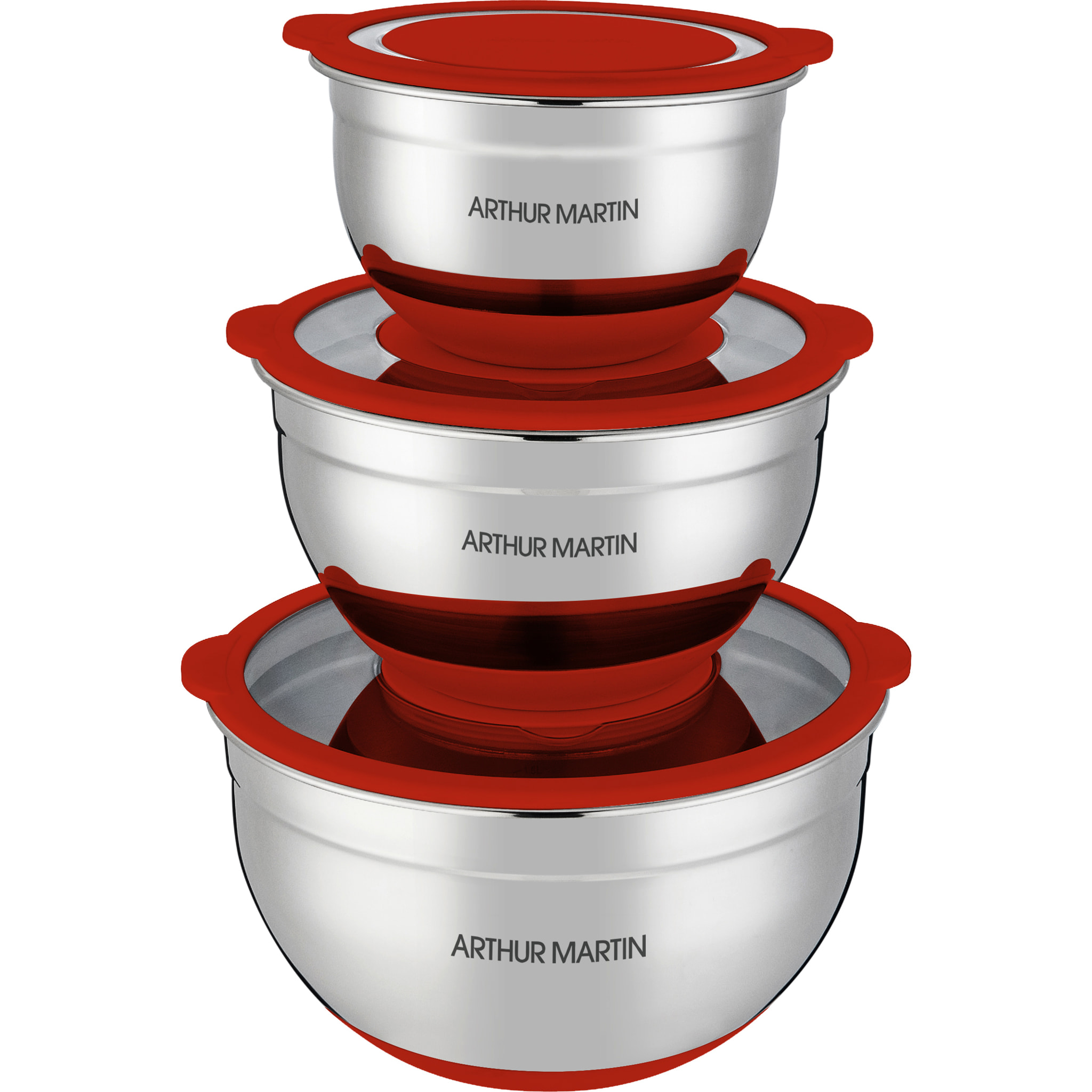 Set 3 bols mélangeurs rouge