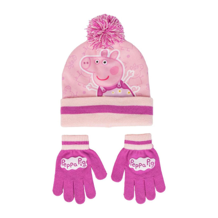 Set gorro y guantes infantil unisex "Peppa Pig"