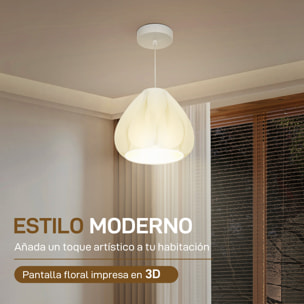 Lámpara Colgante Moderna Lámpara de Techo E27 con Pantalla de Impresión 3D Iluminación para Comedor Cocina Salón Bar Restaurante Blanco
