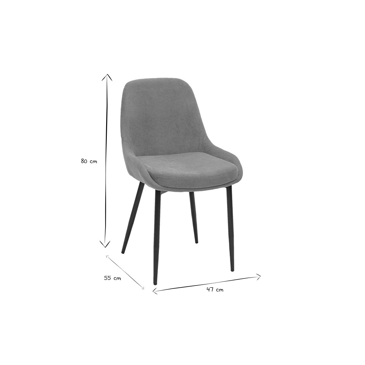 Chaises design en tissu effet velours jaune moutarde et métal noir (lot de 2) HOLO