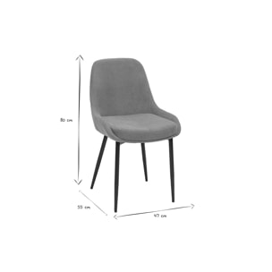 Chaises design en tissu effet velours jaune moutarde et métal noir (lot de 2) HOLO