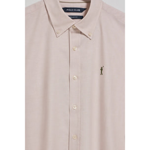 Camicia oxford marrone con logo Rigby Go ricamato