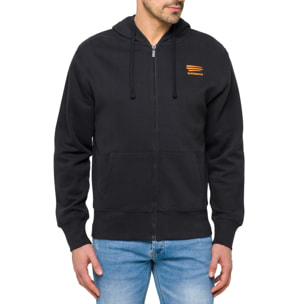 Felpa WAISAI full zip con cappuccio in cotone Nero